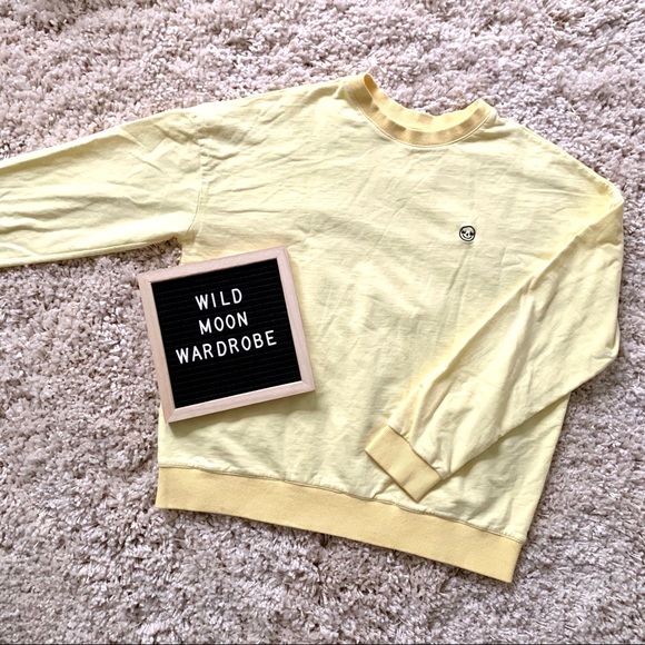 Pastel Yellow Embroidered Crewneck Sweater